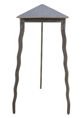 Postmodern Triangular Wrought Iron Pedestal Table