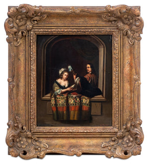 Caspar Netscher Lute Player and Woman Oil on Tin (9678886502707)