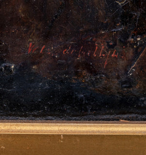 Illegibly Signed Cherub Drinking Oil on Canvas (9648866525491)