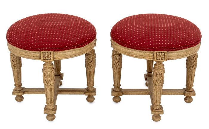 Pair of Louis XVI Style Cream Painted Stools