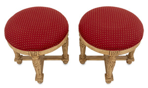 Pair of Louis XVI Style Cream Painted Stools (9615218475315)