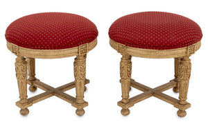 Pair of Louis XVI Style Cream Painted Stools (9615218475315)