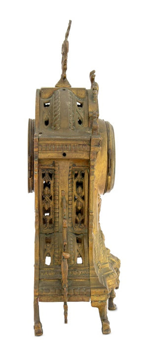 French Rococo Style Brass Mantel Clock, 19th C. (9771759698227)