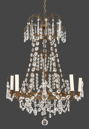 Neoclassical Baltic Style Brass 5-Light Chandelier