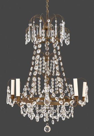 Neoclassical Baltic Style Brass 5-Light Chandelier