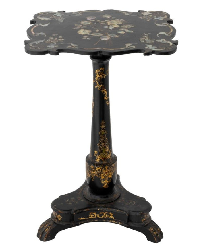 Victorian Black Lacquered Mother-of-Pearl Table