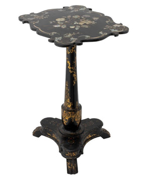 Victorian Black Lacquered Mother-of-Pearl Table (9743335260467)