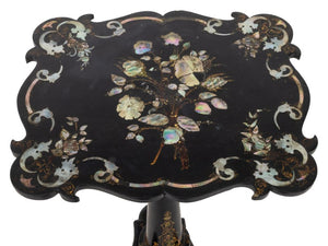 Victorian Black Lacquered Mother-of-Pearl Table (9743335260467)