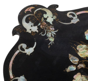 Victorian Black Lacquered Mother-of-Pearl Table (9743335260467)