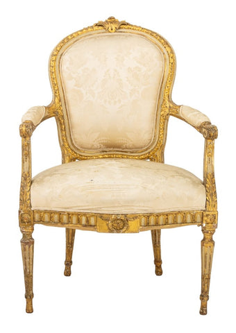 Louis XVI Style Giltwood Fauteuil, 19th C.