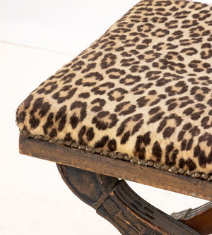 Regency Style Leopard Print Upholstered Stools, 2 (9825759920435)