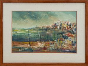 Contemporary School Abstract Harbor Scene Oil (9802422911283)