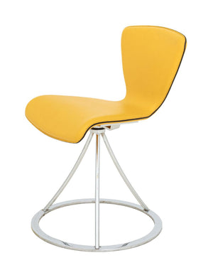 Italian Postmodern Yellow Leather Swivel Chair