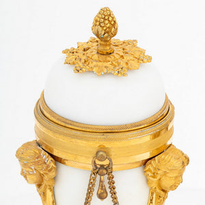 Louis XVI Gilt Bronze & White Marble Cassolettes (9818665976115)