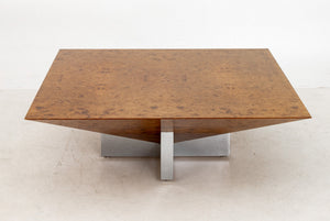 Vladimir Kagan Attr. Burlwood & Chrome Low Table (9821255303475)