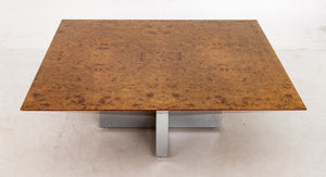 Vladimir Kagan Attr. Burlwood & Chrome Low Table (9821255303475)