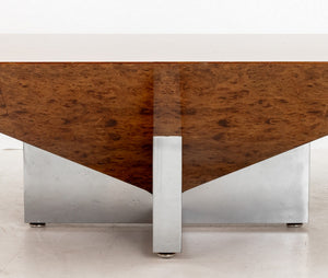 Vladimir Kagan Attr. Burlwood & Chrome Low Table (9821255303475)