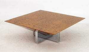 Vladimir Kagan Attr. Burlwood & Chrome Low Table (9821255303475)