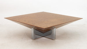 Vladimir Kagan Attr. Burlwood & Chrome Low Table (9821255303475)