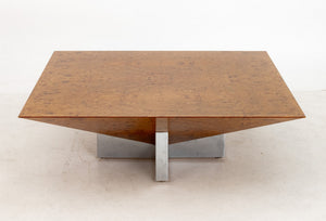 Vladimir Kagan Attr. Burlwood & Chrome Low Table (9821255303475)