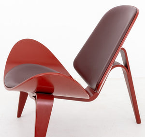 Hans J. Wegner Red CH07 Shell Lounge Chairs, Pair (9821329391923)