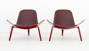 Hans J. Wegner Red CH07 Shell Lounge Chairs, Pair (9821329391923)