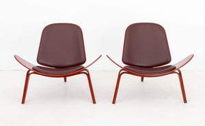 Hans J. Wegner Red CH07 Shell Lounge Chairs, Pair (9821329391923)