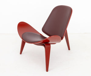 Hans J. Wegner Red CH07 Shell Lounge Chairs, Pair (9821329391923)