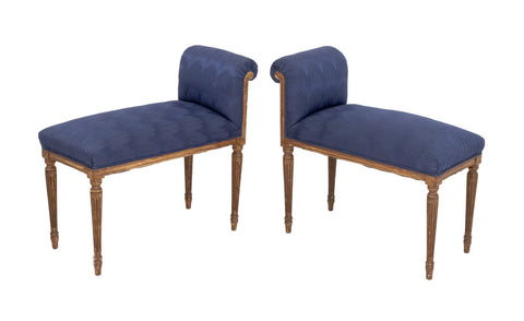 Louis XVI Style Upholstered Window Seats, Pair