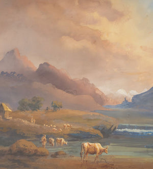 Continental School Pastoral Scene Watercolor (9883835400499)