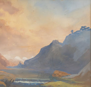 Continental School Pastoral Scene Watercolor (9883835400499)