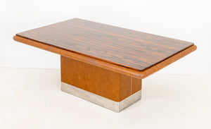 Vladimir Kagan Zebrawood Extending Pedestal Table (9825358053683)