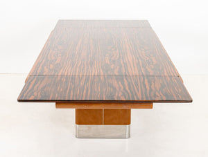 Vladimir Kagan Zebrawood Extending Pedestal Table (9825358053683)
