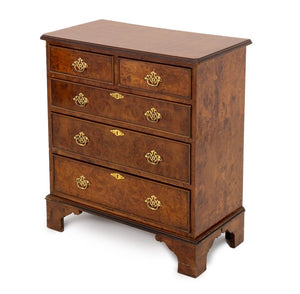 George II Style Burl Walnut Chest of Drawers (9884033712435)