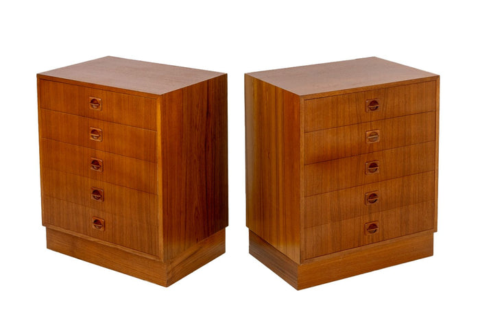 Danish Modern Teak Wood Chest of Drawers, Pair