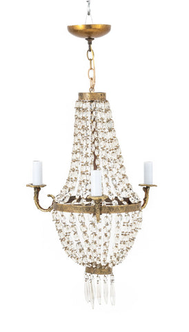 French Empire Cut Crystal and Brass Chandelier