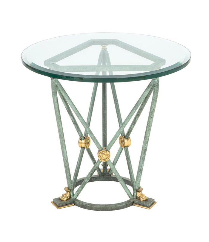 Empire Style Patinated & Gilt Metal Lamp Table