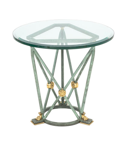 Empire Style Patinated & Gilt Metal Lamp Table