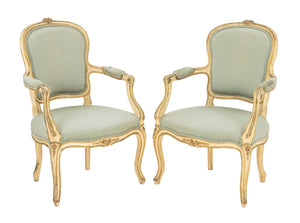 Louis XV Style Painted Fauteuils, Pair