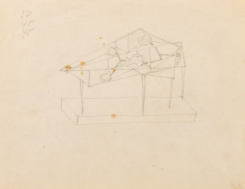 Seymour Lipton Sculpture Study Pencil on Paper