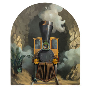 Steam Locomotive Train Oil on Masonite