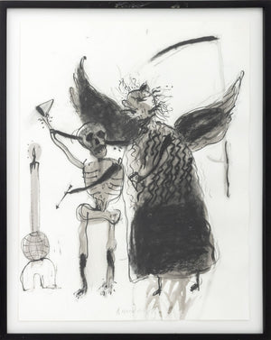 Robert Dandarov Angel and Skeleton Mix Media, 1985