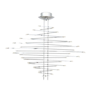 Modern Italian Chrome and Glass Suspension Light