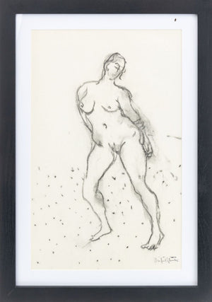 Manfred Schwartz Nude Woman Study Charcoal