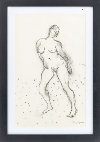 Manfred Schwartz Nude Woman Study Charcoal
