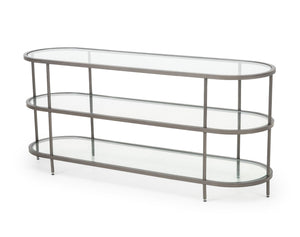 Modern Three Tier Glass Top Etagere Console