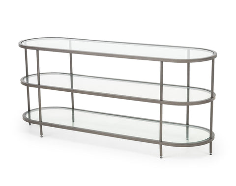 Modern Three Tier Glass Top Etagere Console