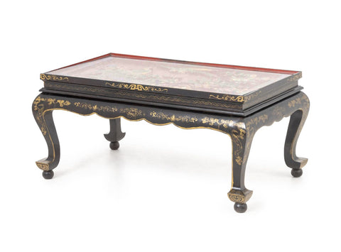 Chinoiserie Gilt and Black Lacquered Low Table