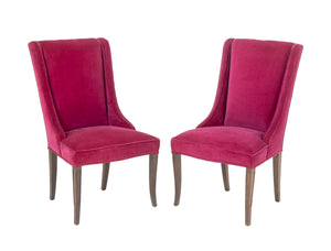 Plum Velvet Upholstered Side Chairs, Pair