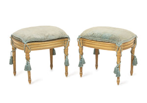 Louis XVI Style Upholstered Footstools, Pair